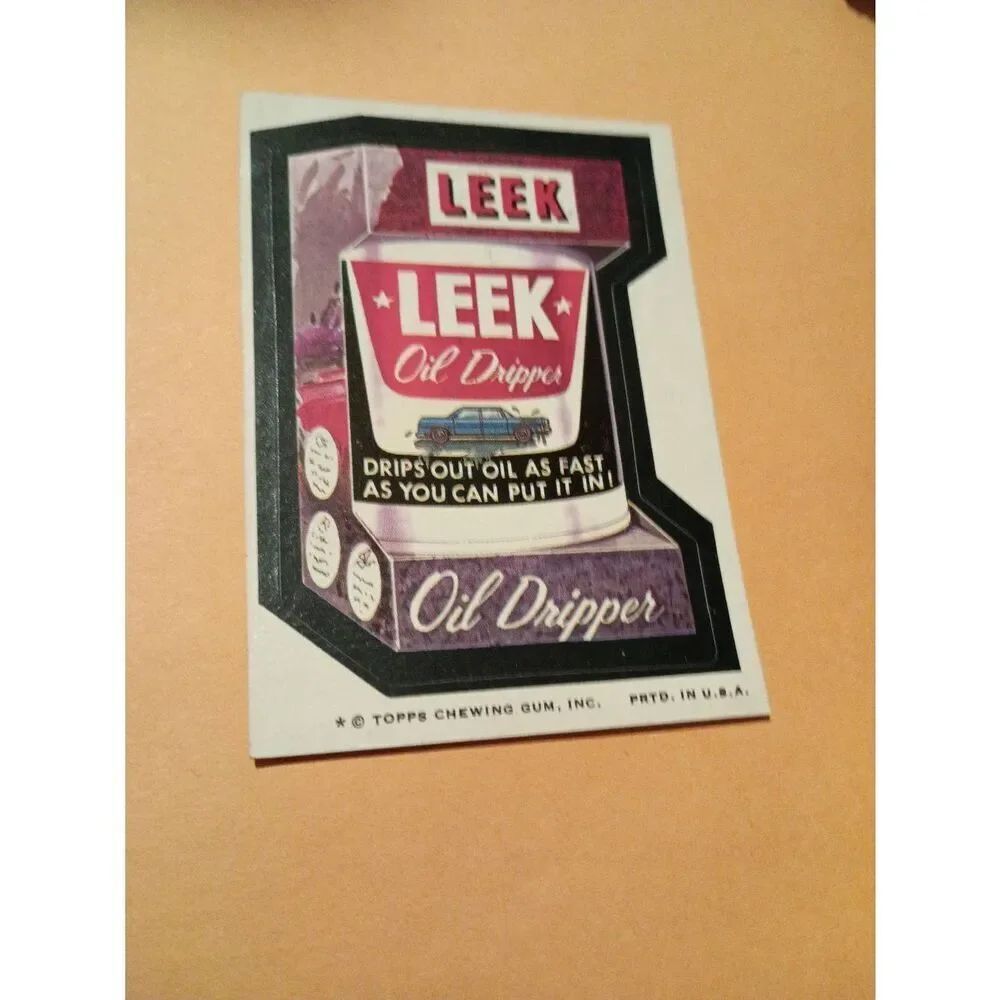 Vintage 1974 Topps Wacky Pack Series 7 Leek Oil Dripper Trading Card Sticker USA